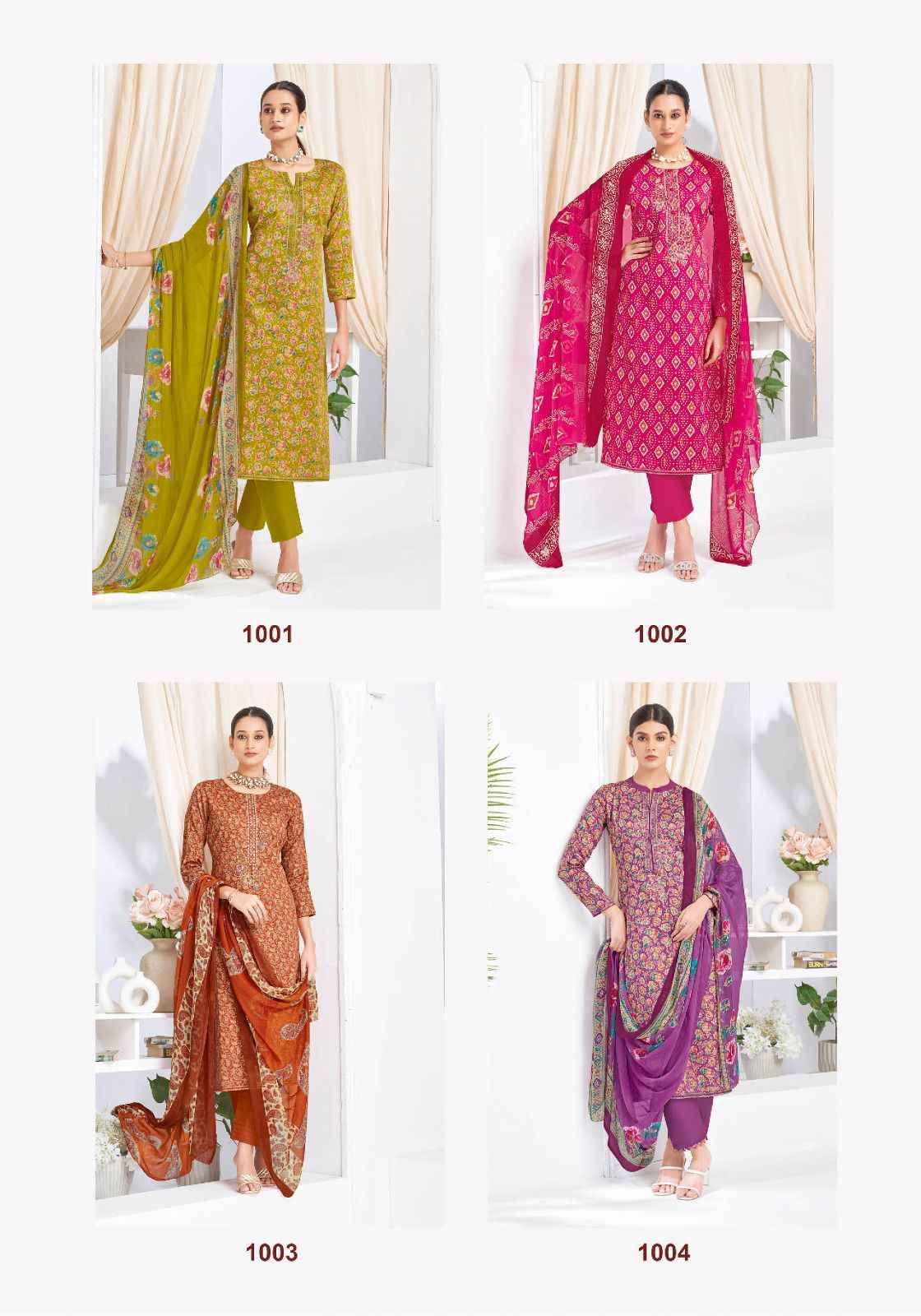 SURYAJYOTI KALPANA VOL-01 JAAM SATIN PRINTED DRESS MATERIAL AT WHOLESALE PRICE