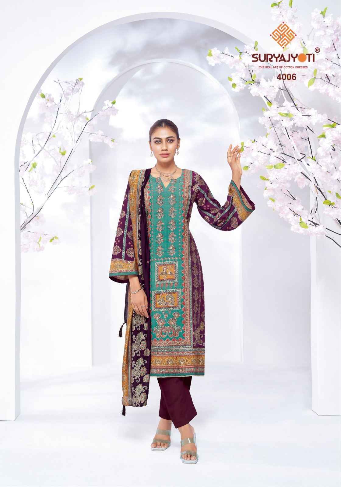 SURYAJYOTI KANCHAN VOL-04 PURE MODAL DISCHARGE PRINTED DRESS MATERIAL AT WHOLESALE PRICE