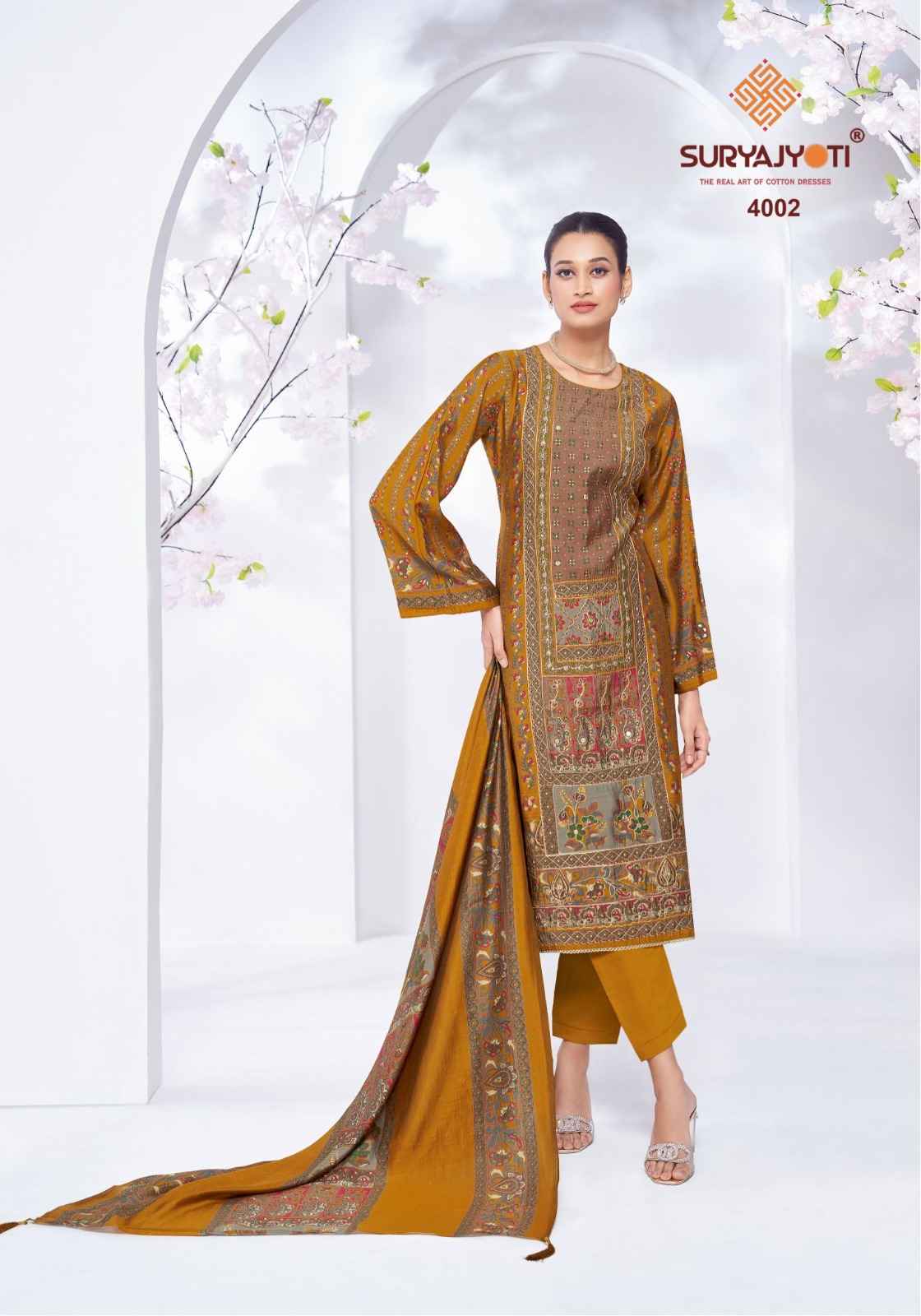SURYAJYOTI KANCHAN VOL-04 PURE MODAL DISCHARGE PRINTED DRESS MATERIAL AT WHOLESALE PRICE