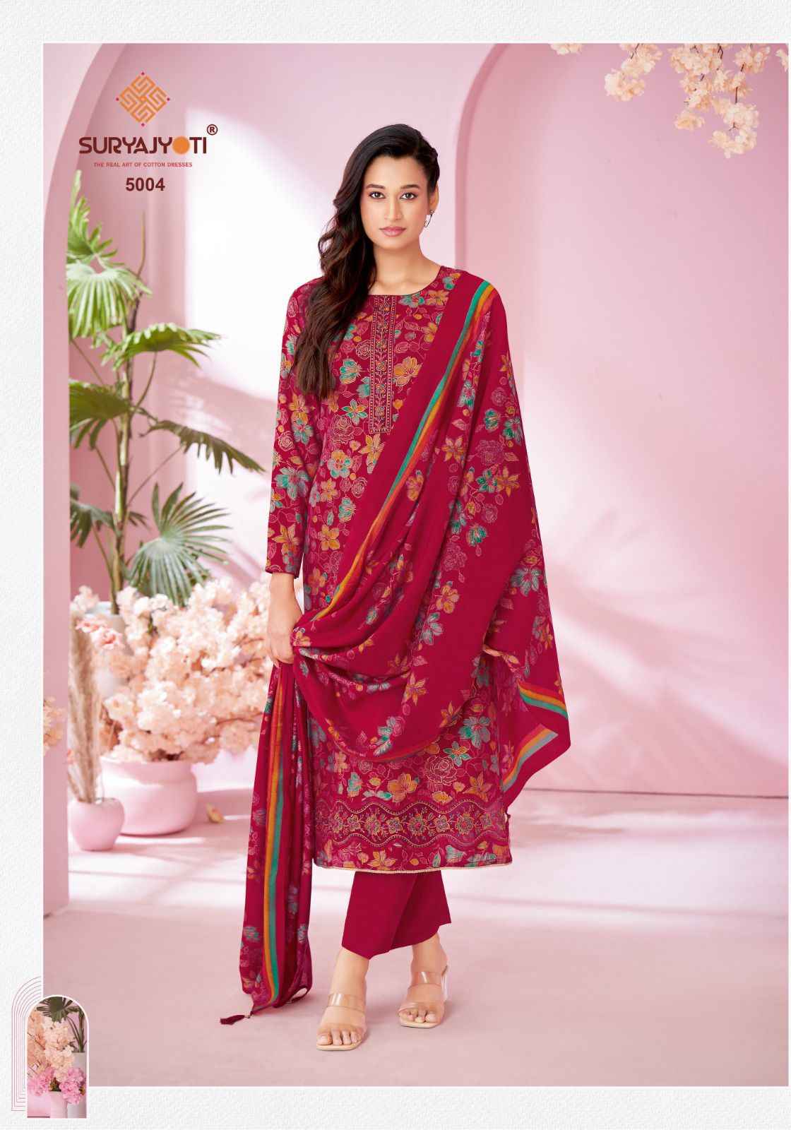 SURYAJYOTI KANIKA VOL-05 PURE MODAL DISCHARGE PRINT DRESS MATERIAL AT WHOLESALE PRICE
