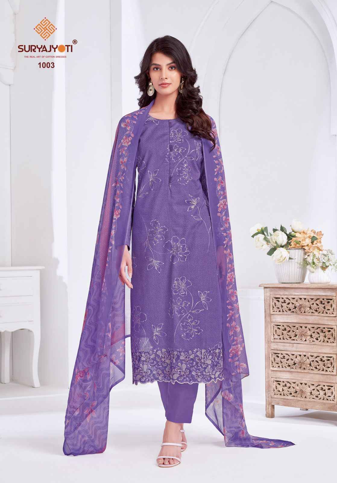 SURYAJYOTI KASHYA VOL-01 PURE LAWN FOIL PRINTED DRESS MATERIAL AT WHOLESALE PRICE
