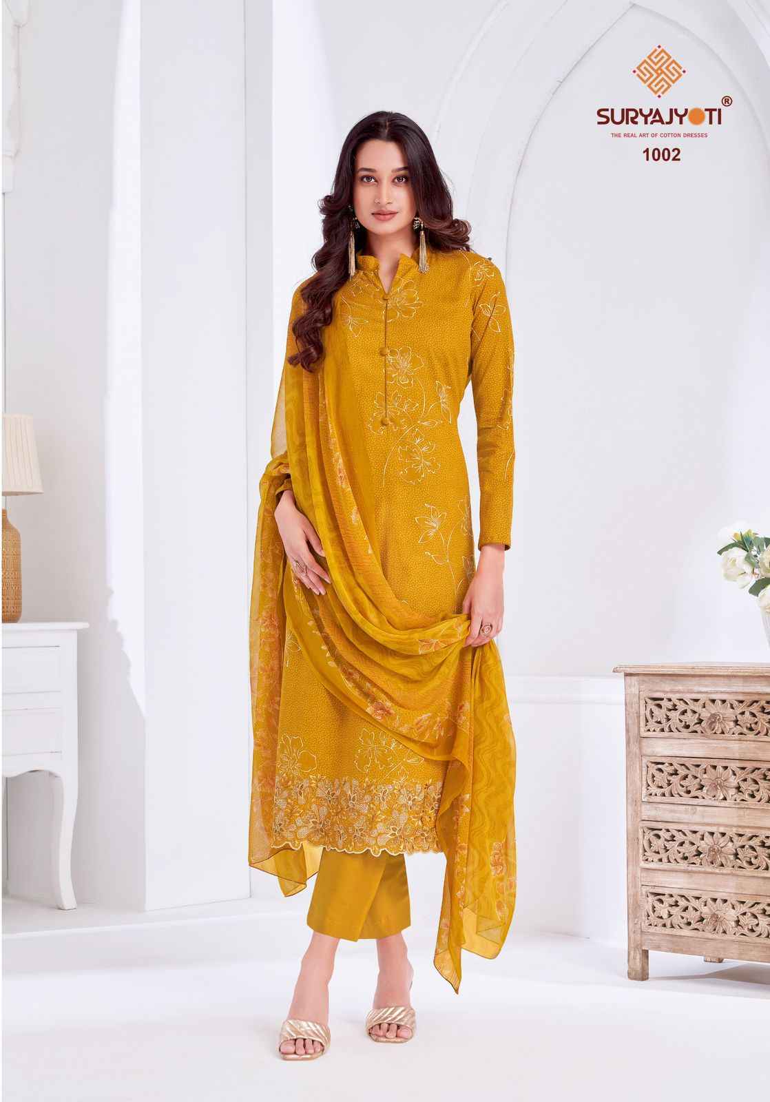 SURYAJYOTI KASHYA VOL-01 PURE LAWN FOIL PRINTED DRESS MATERIAL AT WHOLESALE PRICE