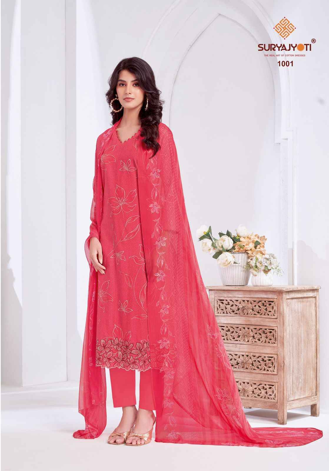 SURYAJYOTI KASHYA VOL-01 PURE LAWN FOIL PRINTED DRESS MATERIAL AT WHOLESALE PRICE