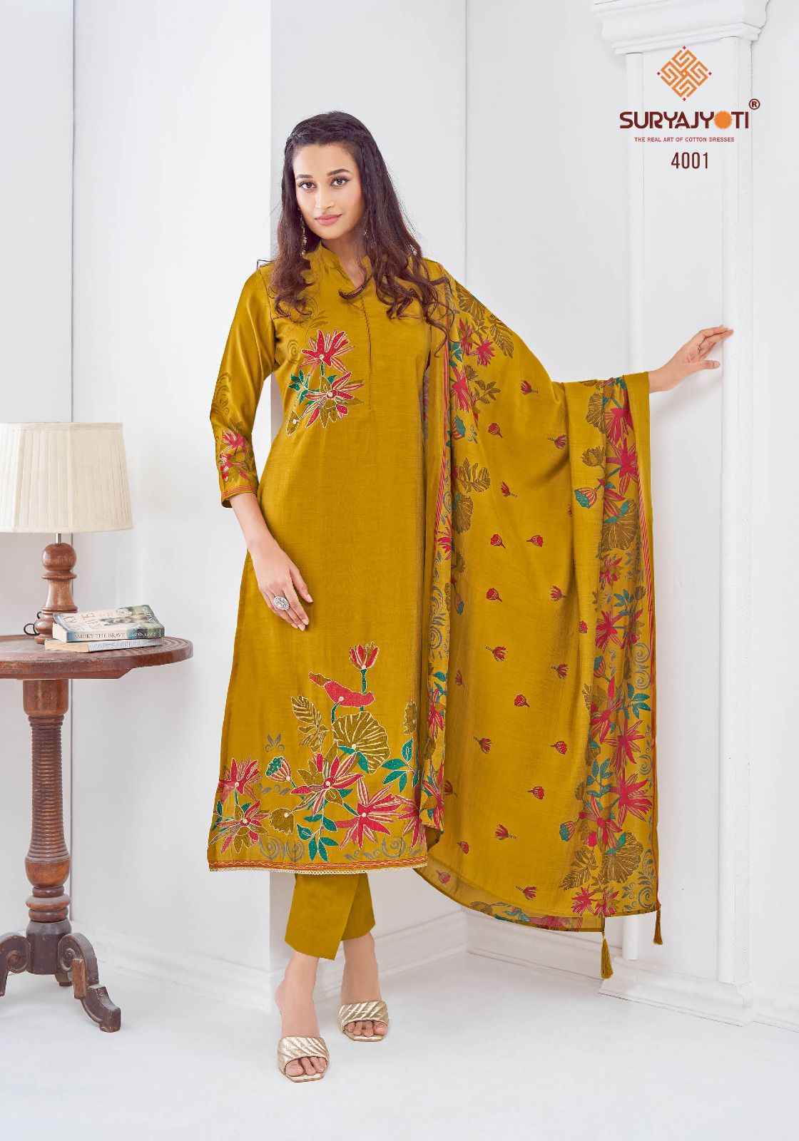 SURYAJYOTI PRABHA VOL-04 PURE MODAL DISCHARGE PRINTED DRESS MATERIAL AT WHOLESALE PRICE