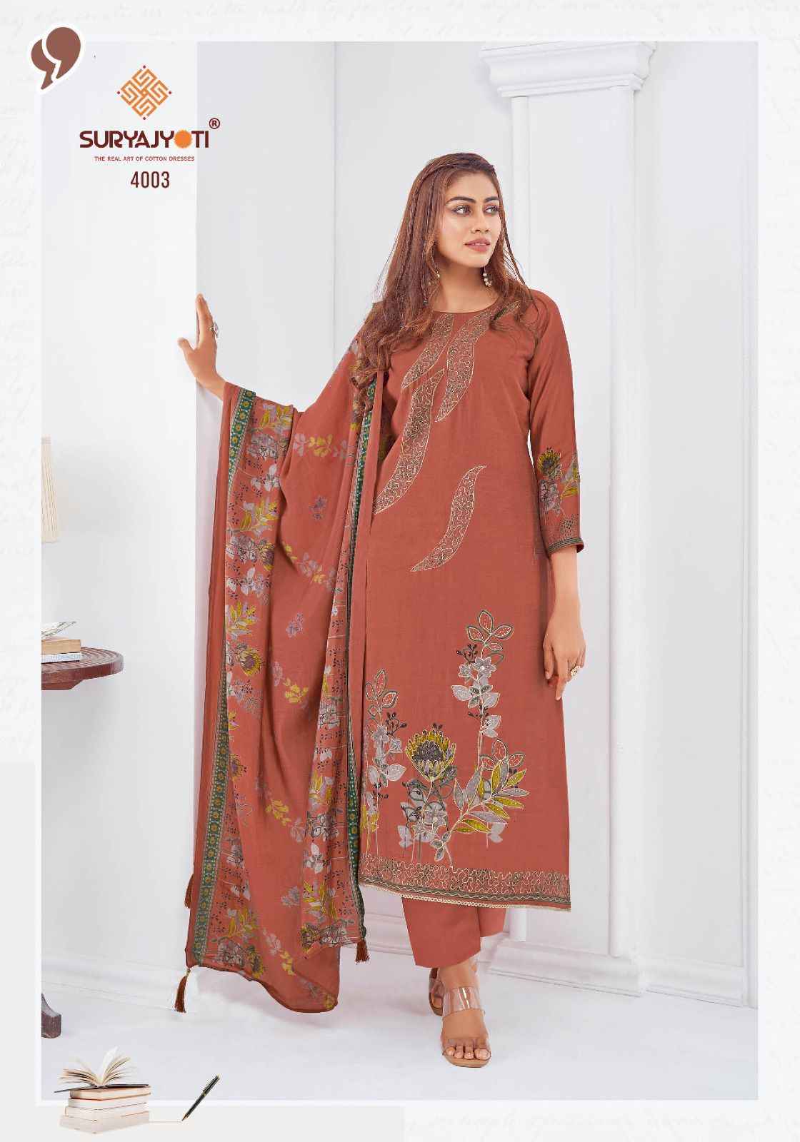 SURYAJYOTI PRABHA VOL-04 PURE MODAL DISCHARGE PRINTED DRESS MATERIAL AT WHOLESALE PRICE