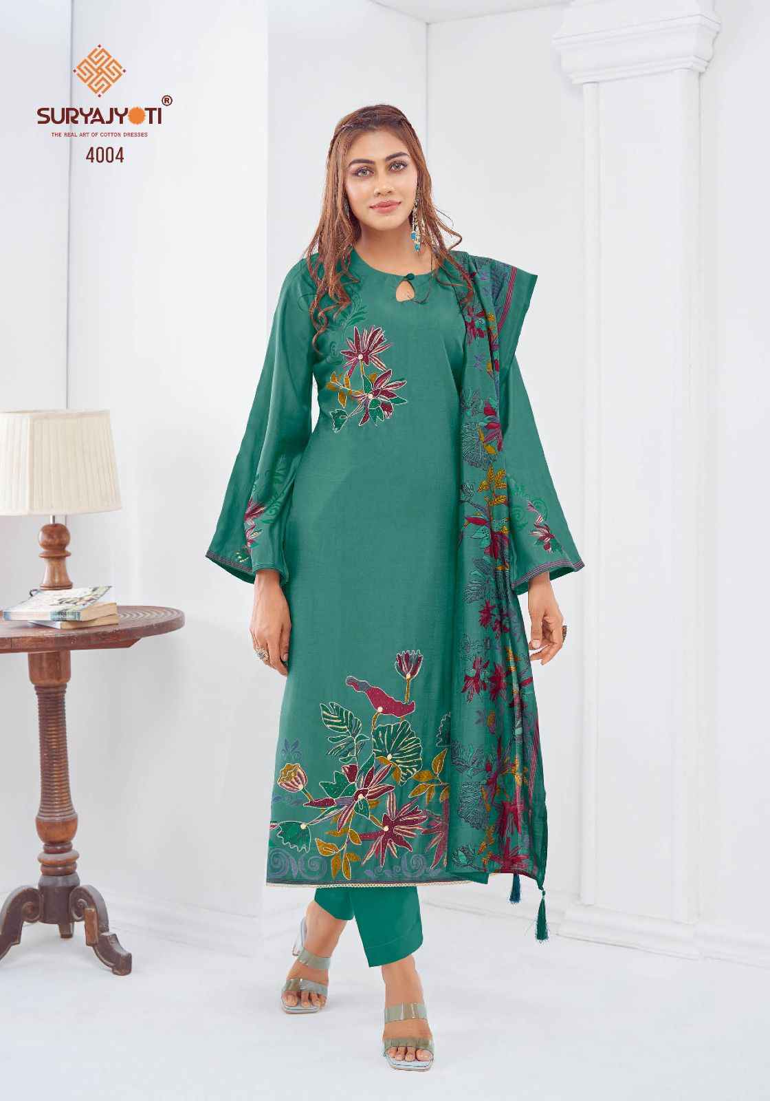 SURYAJYOTI PRABHA VOL-04 PURE MODAL DISCHARGE PRINTED DRESS MATERIAL AT WHOLESALE PRICE