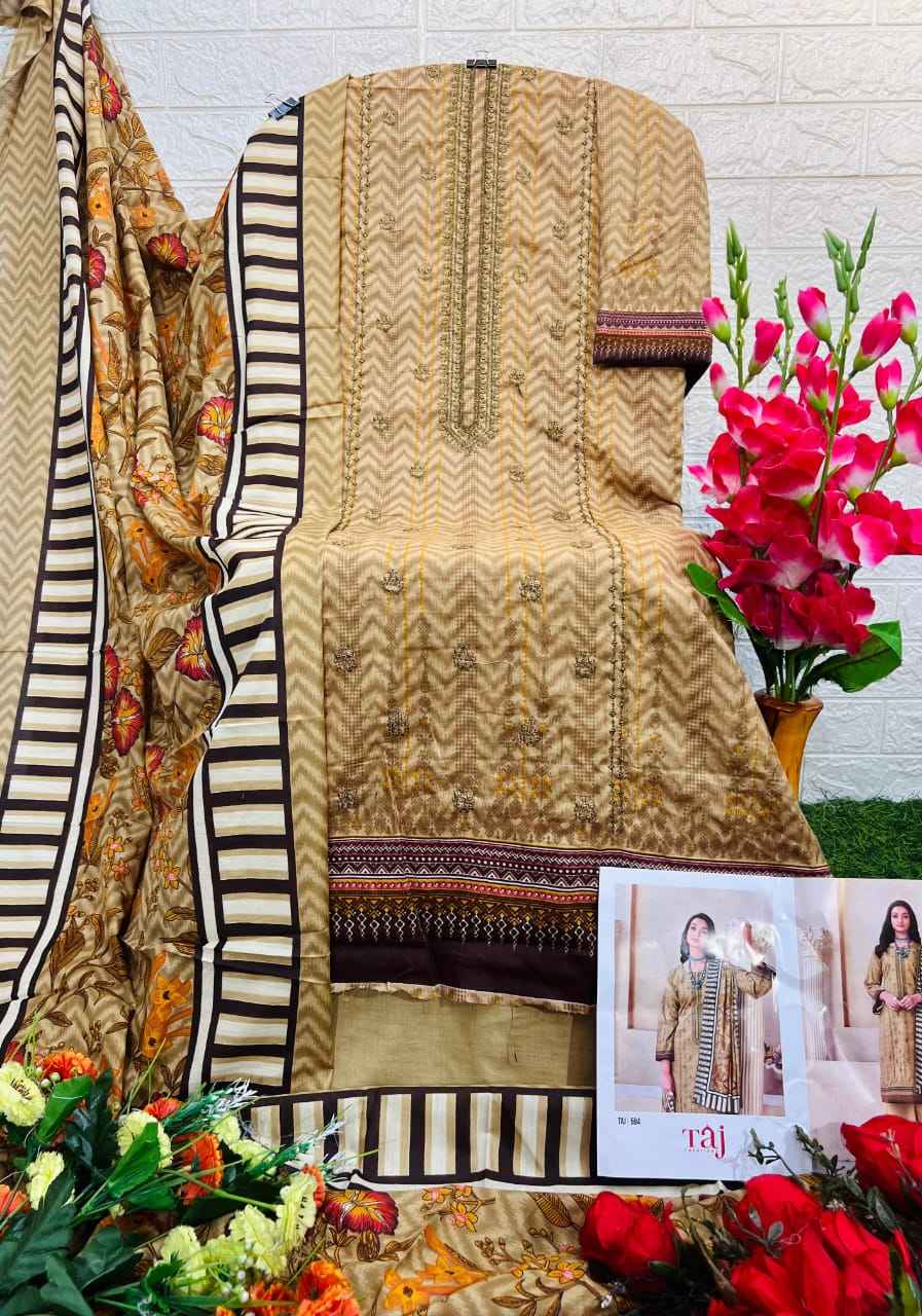 TAJ D NO 594 PURE COTTON PRINTED DRESS MATERIAL AT WHOLESALE PRICE