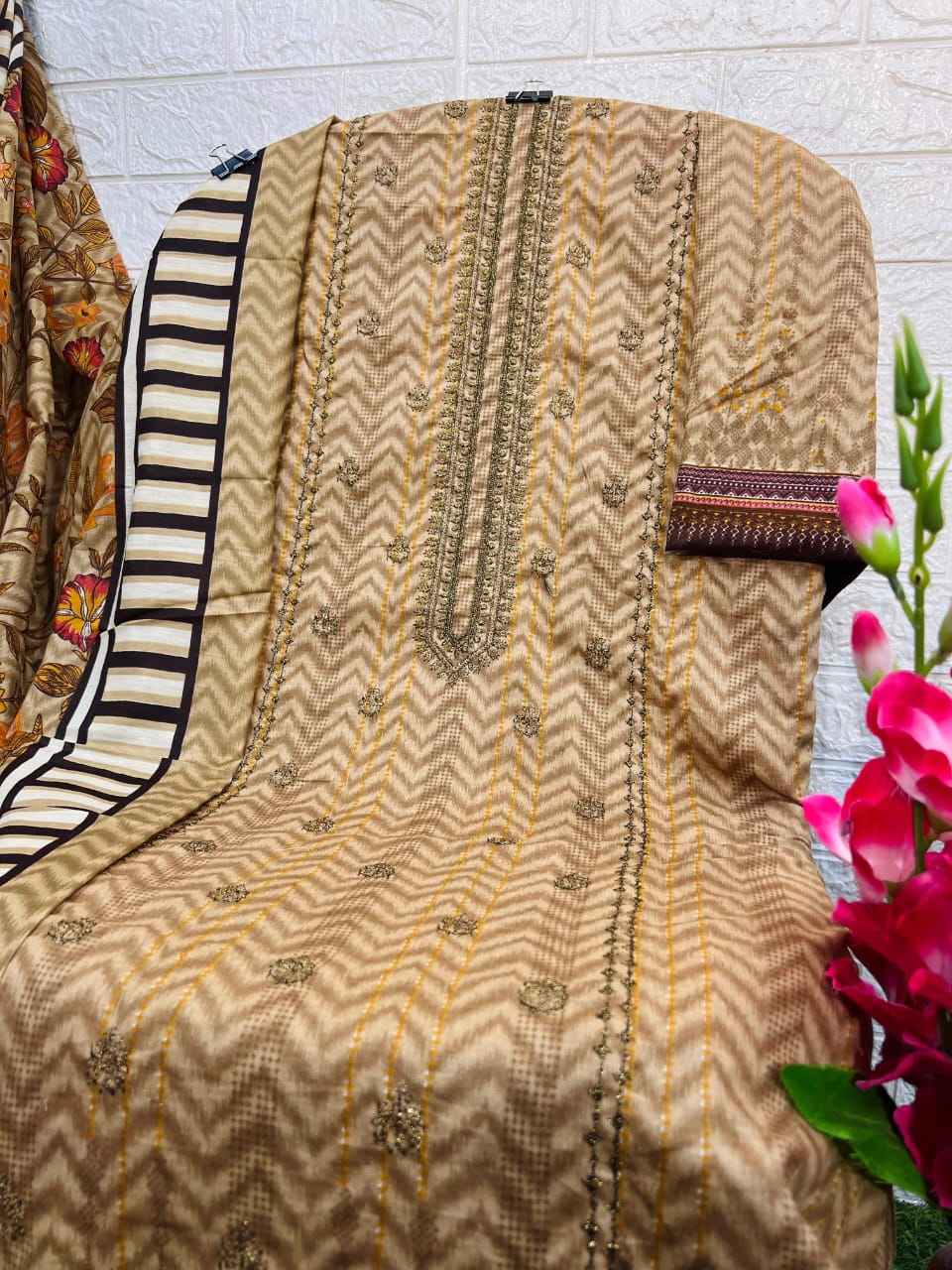 TAJ D NO 594 PURE COTTON PRINTED DRESS MATERIAL AT WHOLESALE PRICE