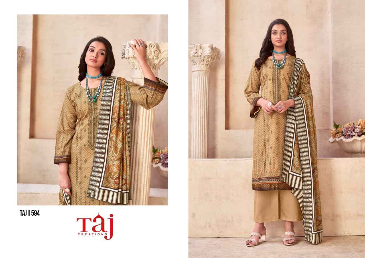 TAJ D NO 594 PURE COTTON PRINTED DRESS MATERIAL AT WHOLESALE PRICE