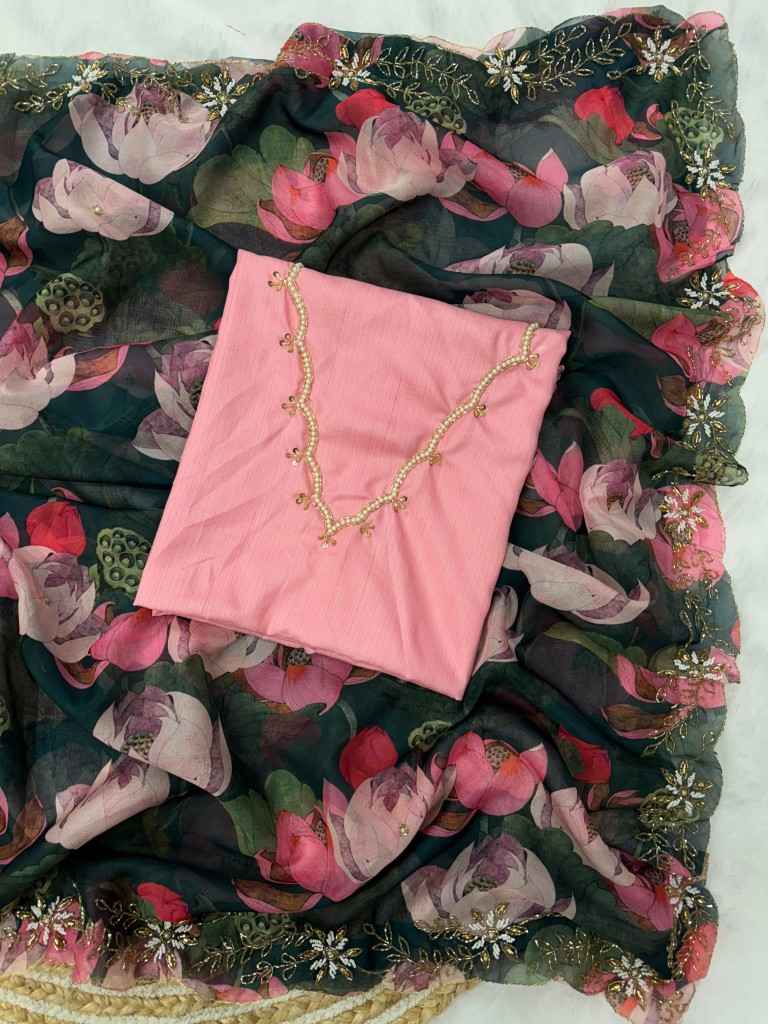 TEBBY SILK FLORAL PRINT WITH KATDANA AND PEARLS HANDWORK SAREE AT WHOLESALE PRICE
