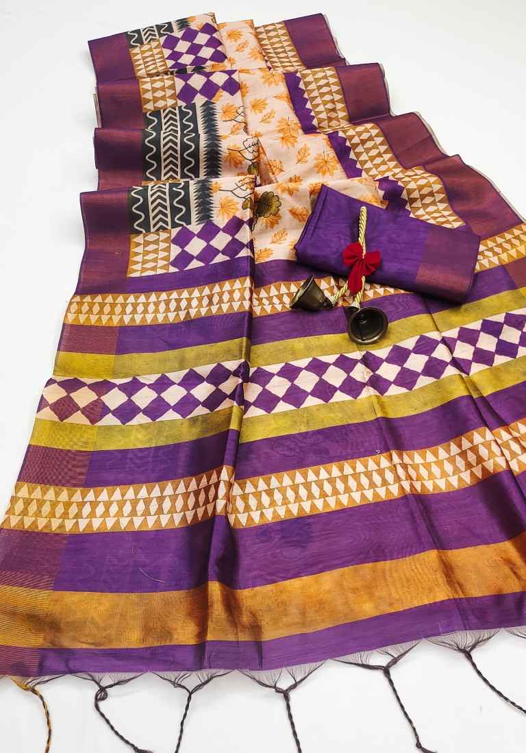 TUSSAR SILK WITH CLASSY FLORAL PRINTED SAREE AT WHOLESALE PRICE