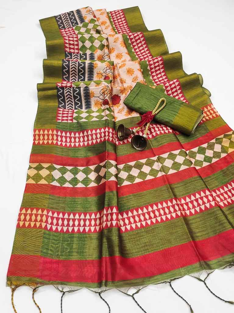 TUSSAR SILK WITH CLASSY FLORAL PRINTED SAREE AT WHOLESALE PRICE
