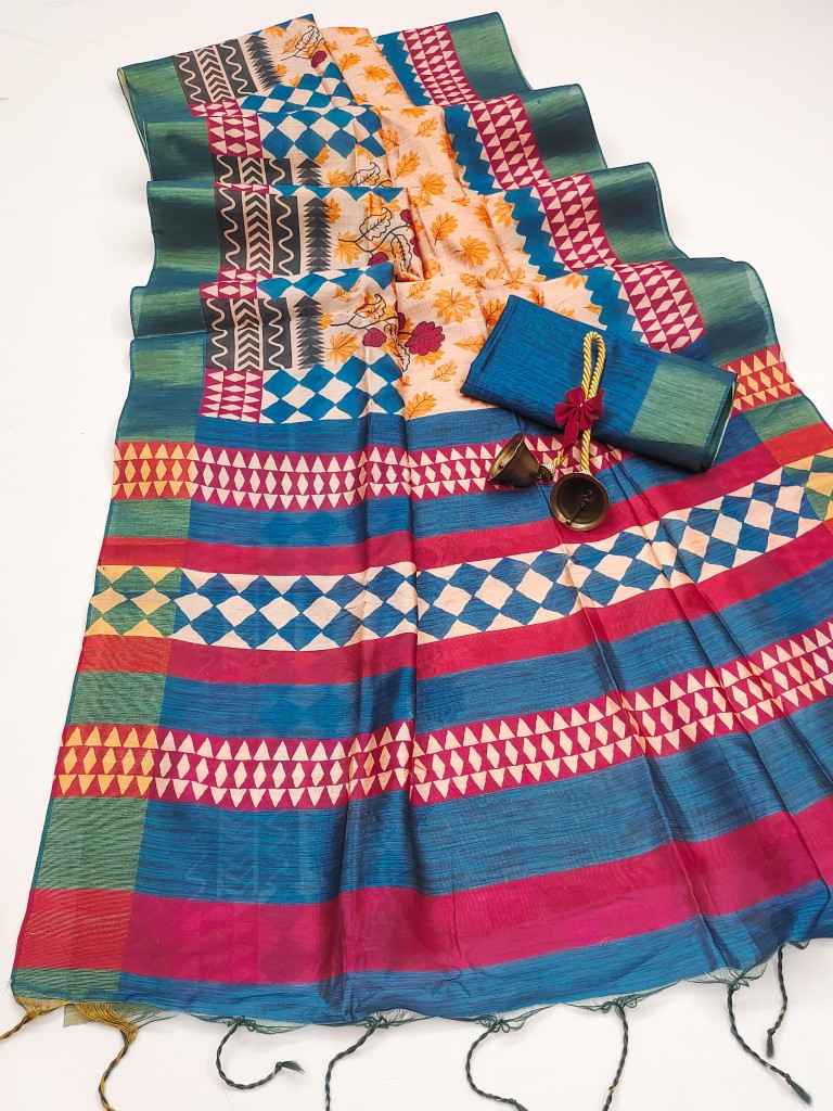 TUSSAR SILK WITH CLASSY FLORAL PRINTED SAREE AT WHOLESALE PRICE