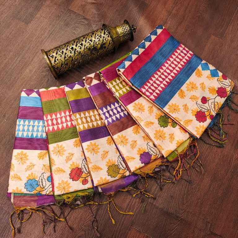 TUSSAR SILK WITH CLASSY FLORAL PRINTED SAREE AT WHOLESALE PRICE