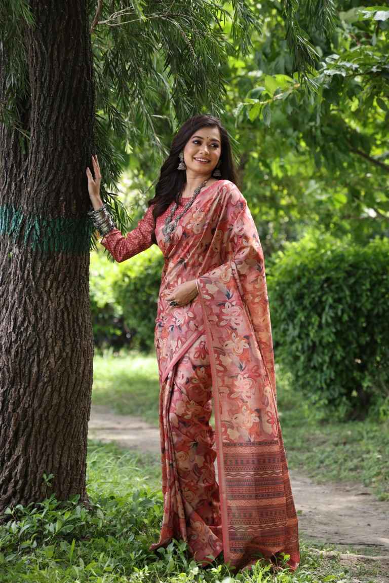 TUSSAR SILK WITH PRINTED PATTERN WEAVING BORDER SAREE AT WHOLESALE PRICE