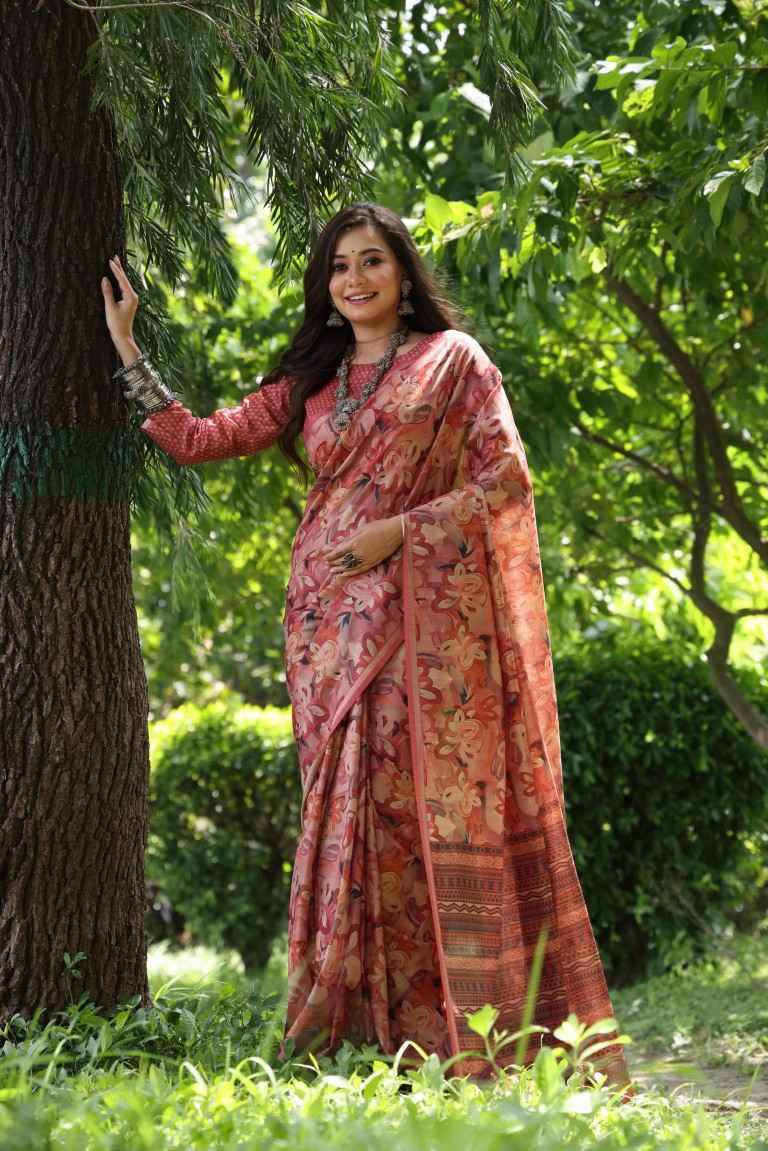 TUSSAR SILK WITH PRINTED PATTERN WEAVING BORDER SAREE AT WHOLESALE PRICE