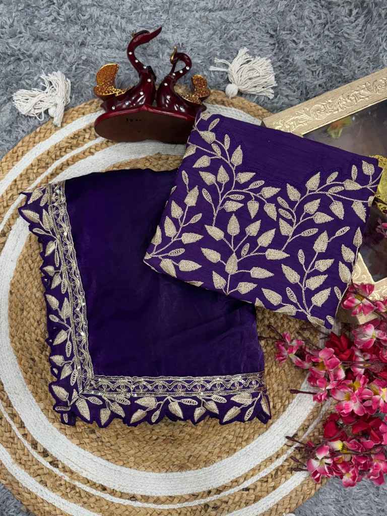 EXCLUSIVE DESIGNER SOFT JIMMY CHOO SEQUINS EMBROIDERY WORK SAREE AT WHOLESALE PRICE