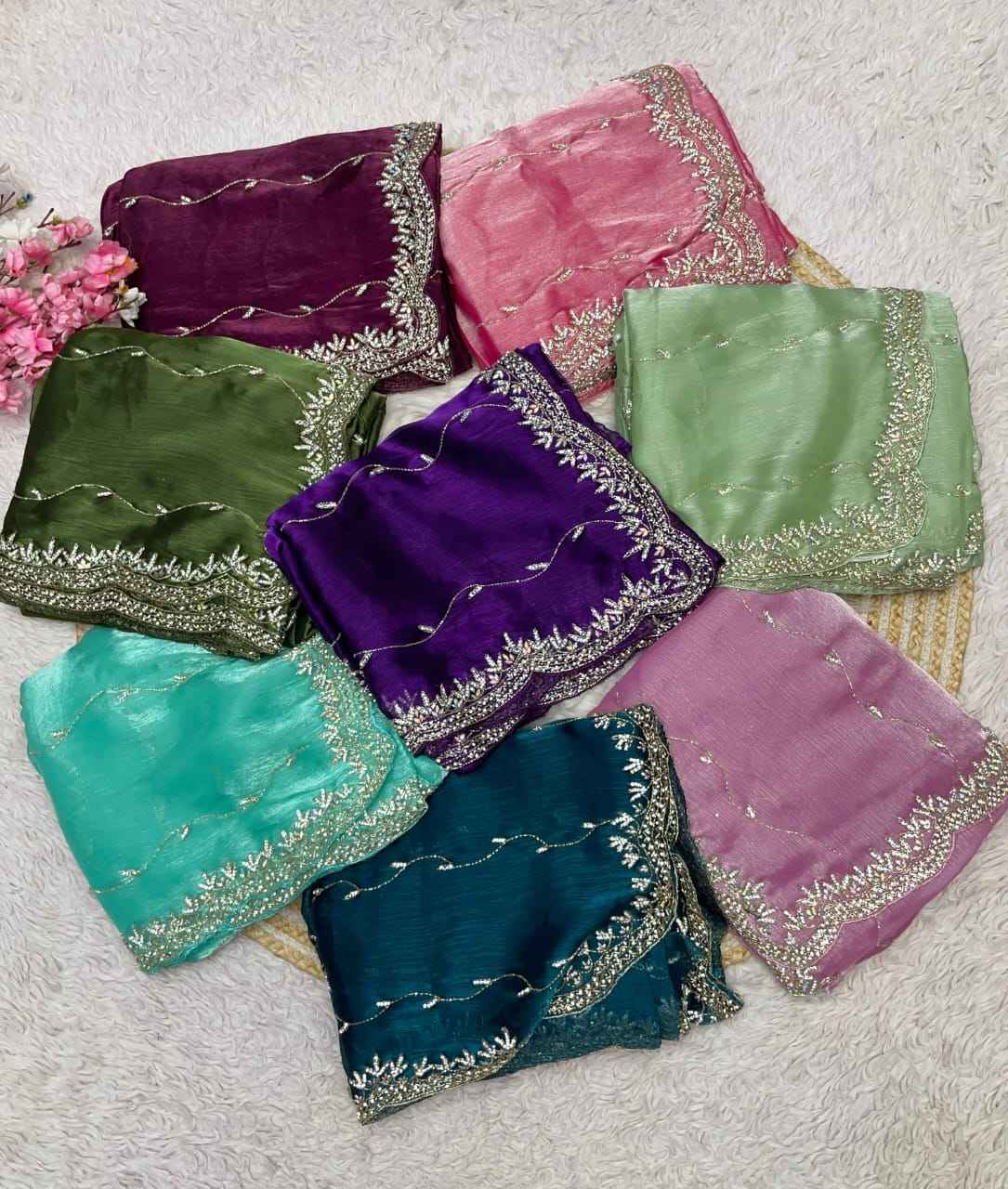 ZIMMY CHOO KHATLI CUT DANA HANDWORK SAREE AT WHOLESALE PRICE