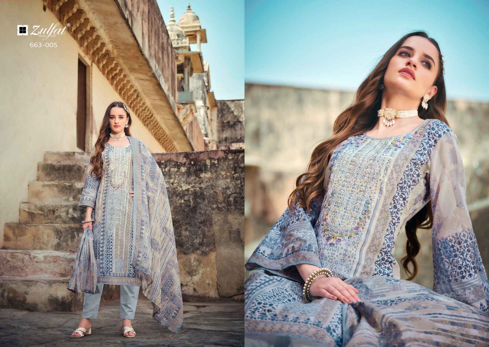 ZULFAT GULNAAZ VOL 5 PURE COTTON EMBROIDERY DRESS MATERIAL AT WHOLESALE PRICE