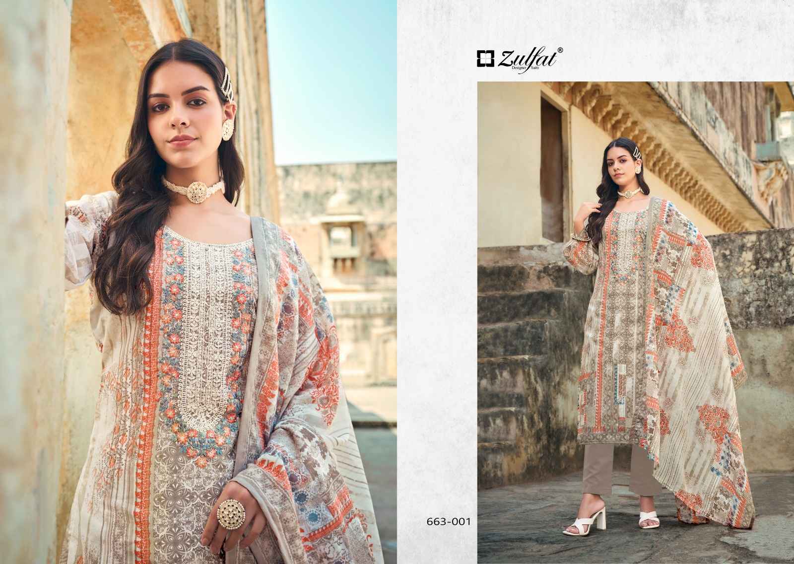 ZULFAT GULNAAZ VOL 5 PURE COTTON EMBROIDERY DRESS MATERIAL AT WHOLESALE PRICE
