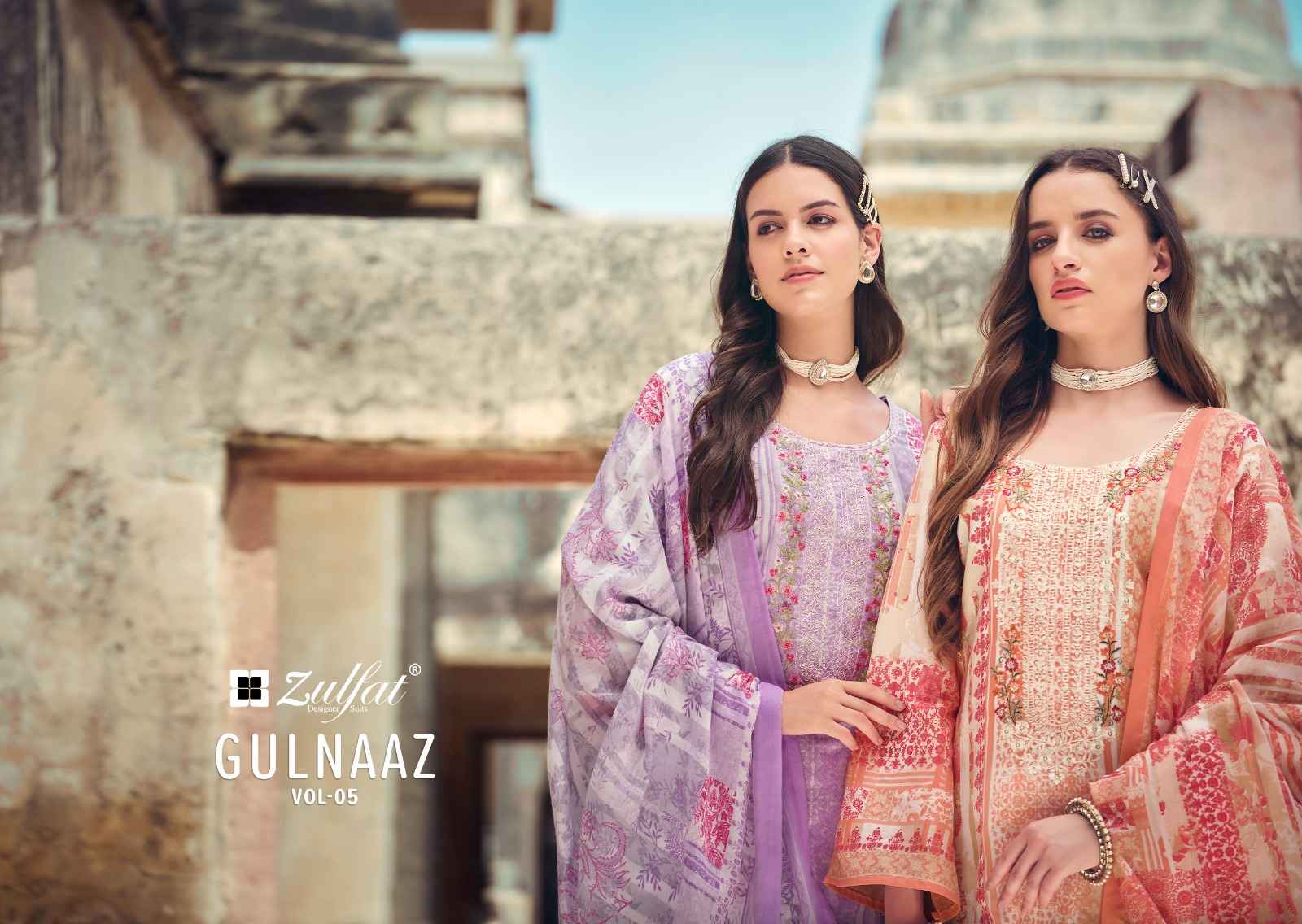 ZULFAT GULNAAZ VOL 5 PURE COTTON EMBROIDERY DRESS MATERIAL AT WHOLESALE PRICE