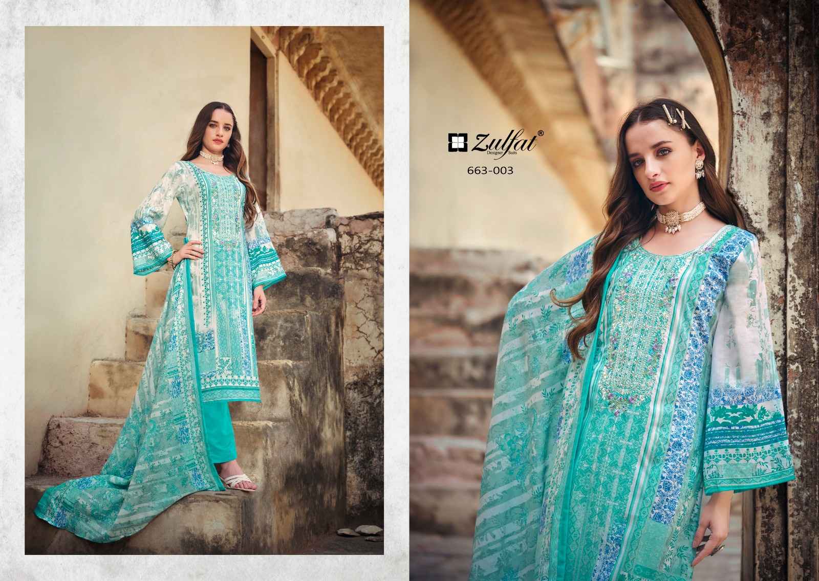 ZULFAT GULNAAZ VOL 5 PURE COTTON EMBROIDERY DRESS MATERIAL AT WHOLESALE PRICE