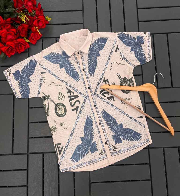 NITTING HLAF SLEEVE OMNRE PRINT KOREAN MENS SHIRT AT WHOLESALE PRICE