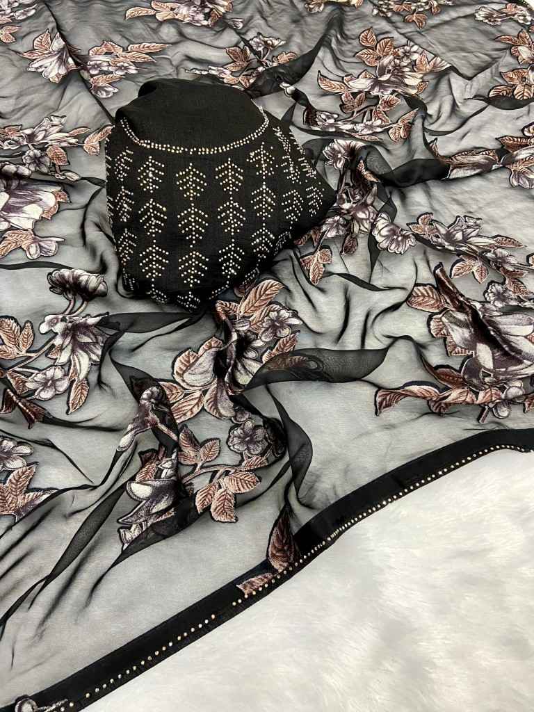 ORIGINAL BRASOO WITH MOTI LACE BORDER STONE WORK SAREE AT WHOLESALE PRICE