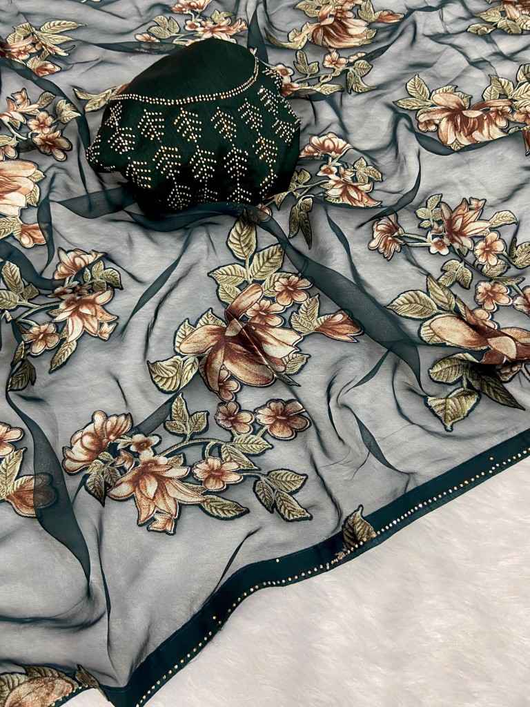 ORIGINAL BRASOO WITH MOTI LACE BORDER STONE WORK SAREE AT WHOLESALE PRICE