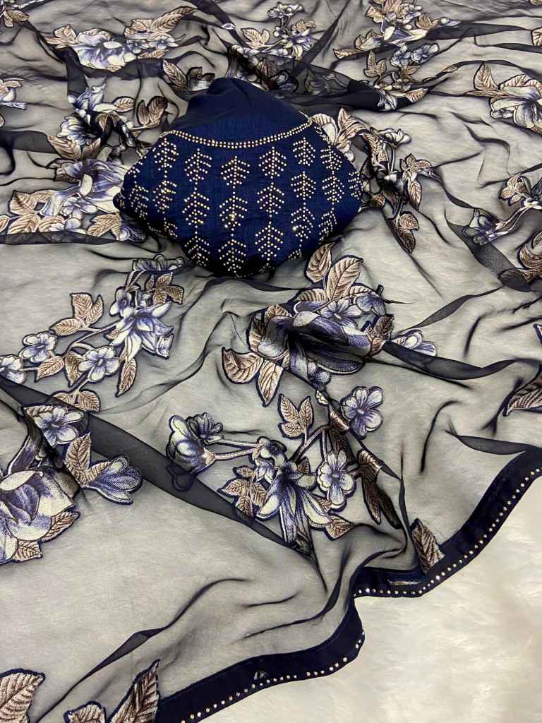 ORIGINAL BRASOO WITH MOTI LACE BORDER STONE WORK SAREE AT WHOLESALE PRICE