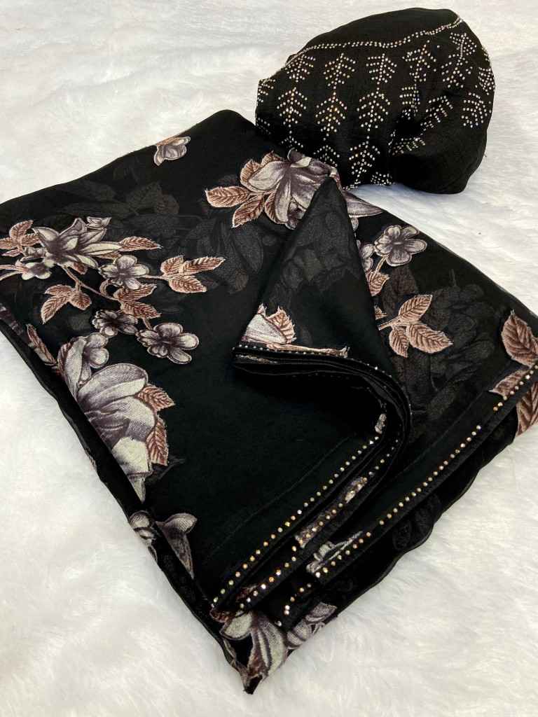 ORIGINAL BRASOO WITH MOTI LACE BORDER STONE WORK SAREE AT WHOLESALE PRICE