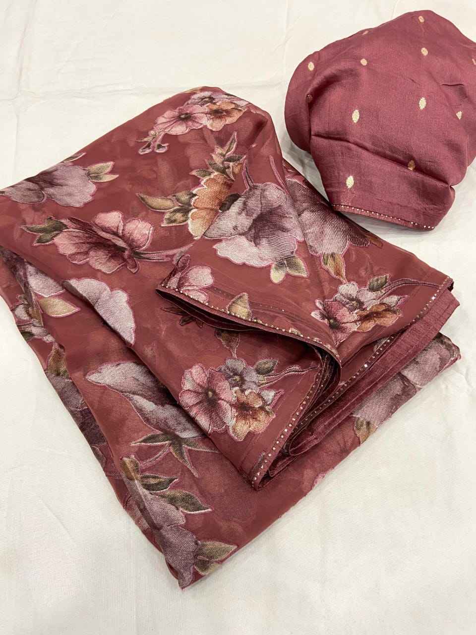 PURE BRASOO PRINTED WITH DIAMOND LACE BORDER SAREE AT WHOLESALE PRICE