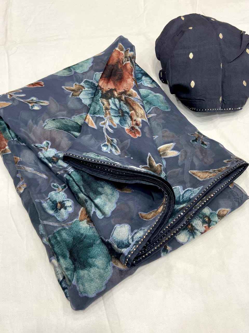 PURE BRASOO PRINTED WITH DIAMOND LACE BORDER SAREE AT WHOLESALE PRICE