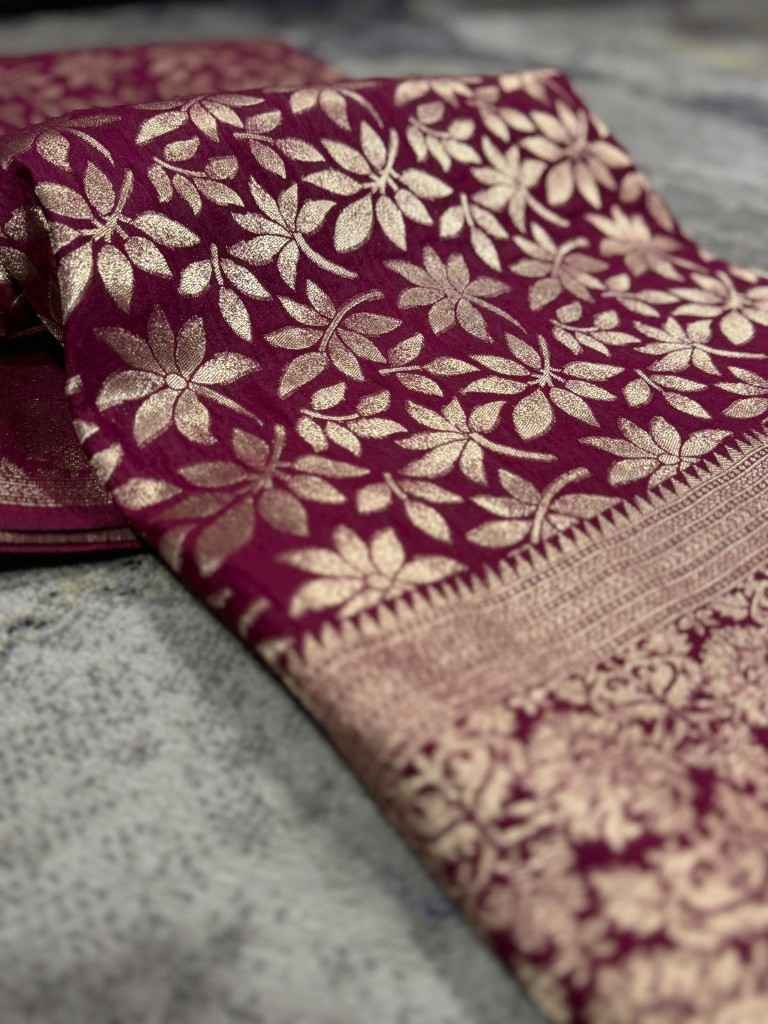 PURE CREPE KHADI SILK RICH JARI WOVEN  WITH POM-POM LATKAN SAREE AT WHOLESALE PRICE