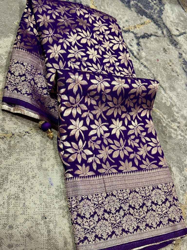 PURE CREPE KHADI SILK RICH JARI WOVEN  WITH POM-POM LATKAN SAREE AT WHOLESALE PRICE