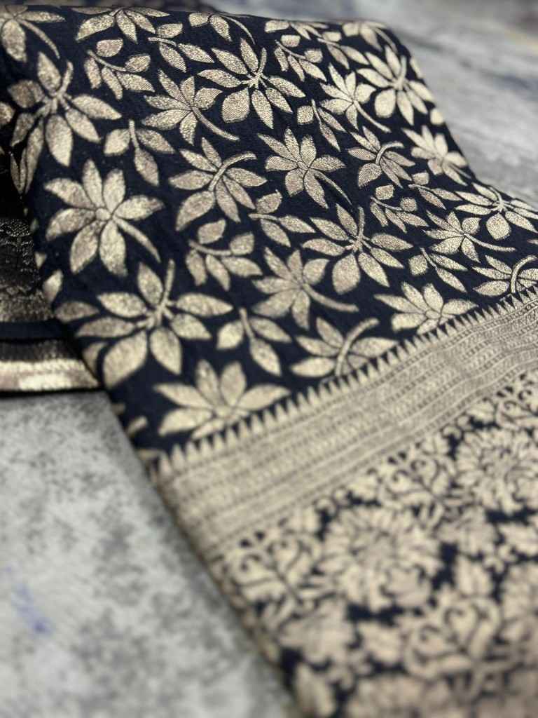 PURE CREPE KHADI SILK RICH JARI WOVEN  WITH POM-POM LATKAN SAREE AT WHOLESALE PRICE