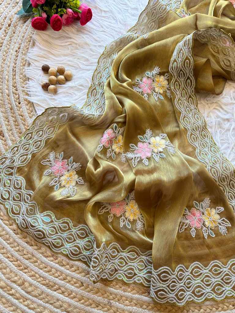 PURE JIMMYCHOO CHIFFON MULTI SEQUENCE EMBROIDERY SAREE AT WHOLESALE PRICE