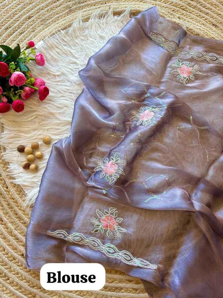 PURE JIMMYCHOO CHIFFON MULTI SEQUENCE EMBROIDERY SAREE AT WHOLESALE PRICE