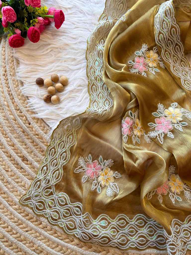 PURE JIMMYCHOO CHIFFON MULTI SEQUENCE EMBROIDERY SAREE AT WHOLESALE PRICE