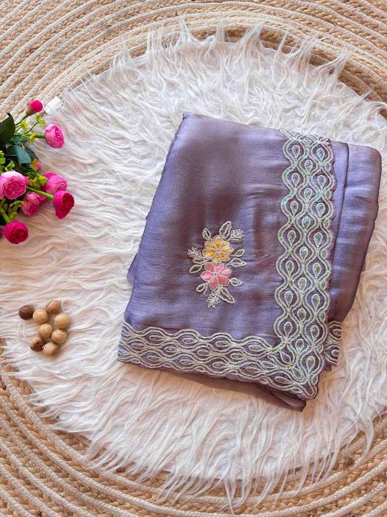 PURE JIMMYCHOO CHIFFON MULTI SEQUENCE EMBROIDERY SAREE AT WHOLESALE PRICE