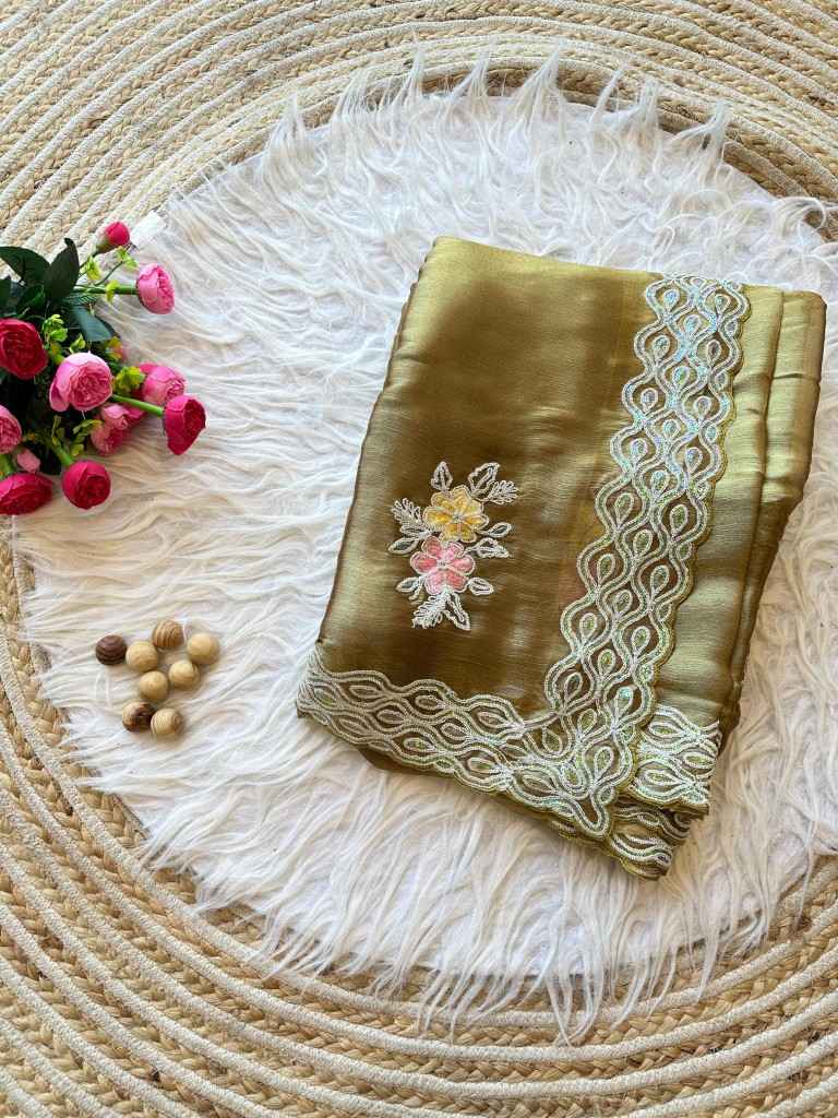 PURE JIMMYCHOO CHIFFON MULTI SEQUENCE EMBROIDERY SAREE AT WHOLESALE PRICE