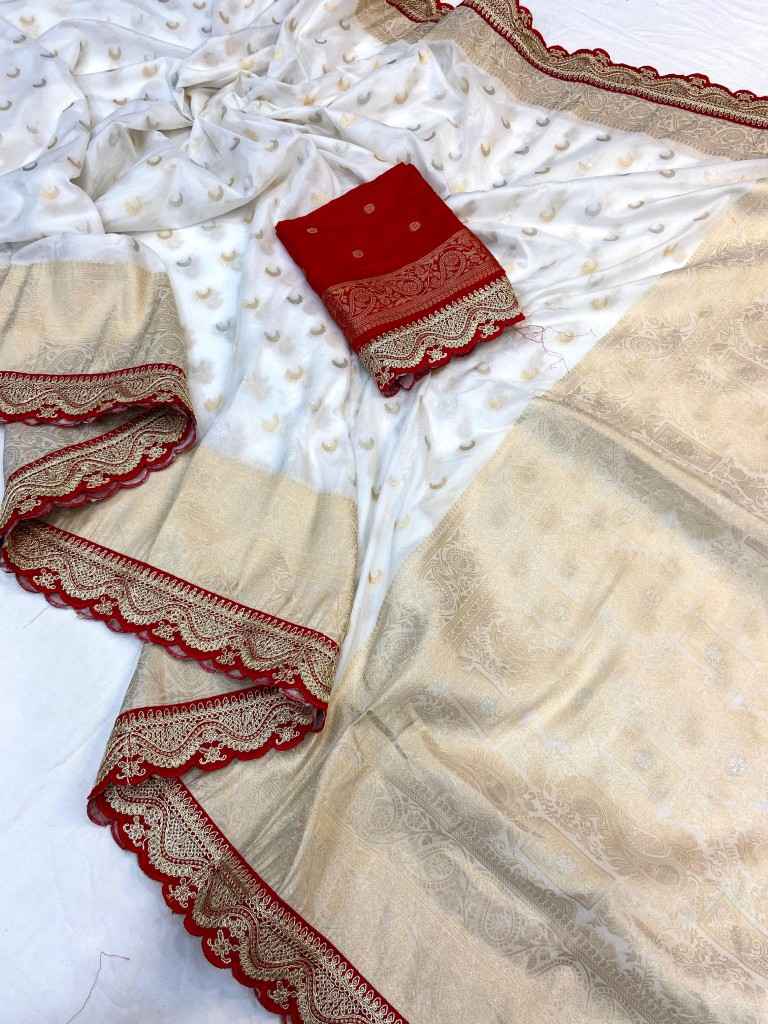 PURE KHADI GEORGETTE RED KANCHI BORDER SAREE AT WHOLESALE PRICE