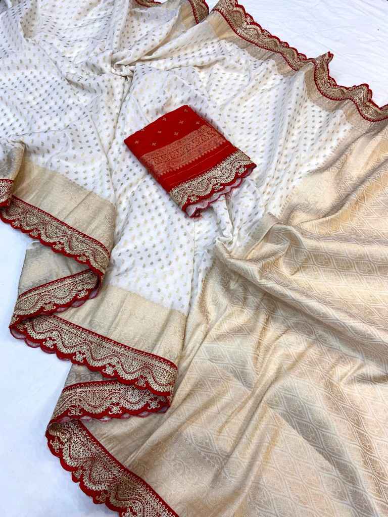 PURE KHADI GEORGETTE RED KANCHI BORDER SAREE AT WHOLESALE PRICE