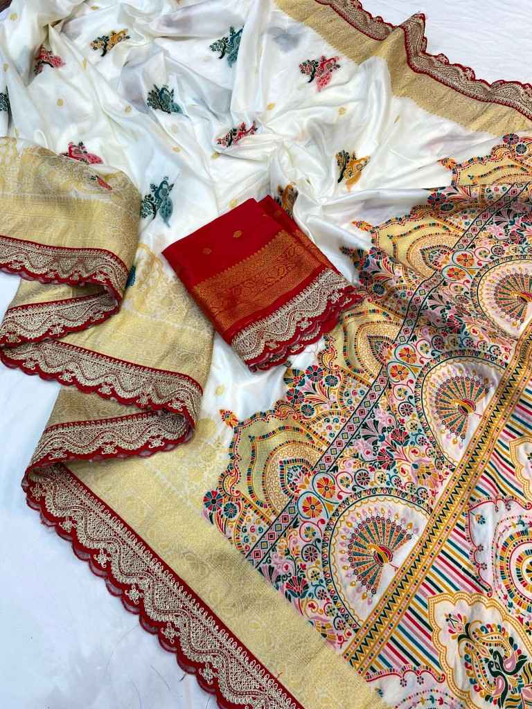 PURE KHADI GEORGETTE RED KANCHI BORDER SAREE AT WHOLESALE PRICE