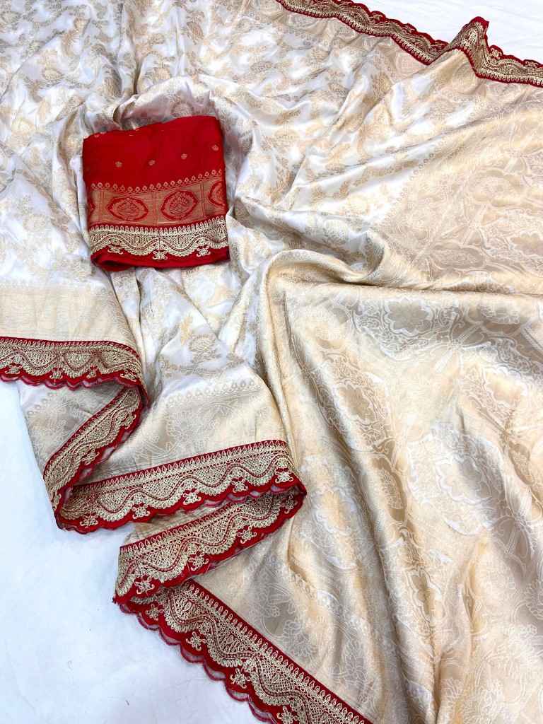 PURE KHADI GEORGETTE RED KANCHI BORDER SAREE AT WHOLESALE PRICE