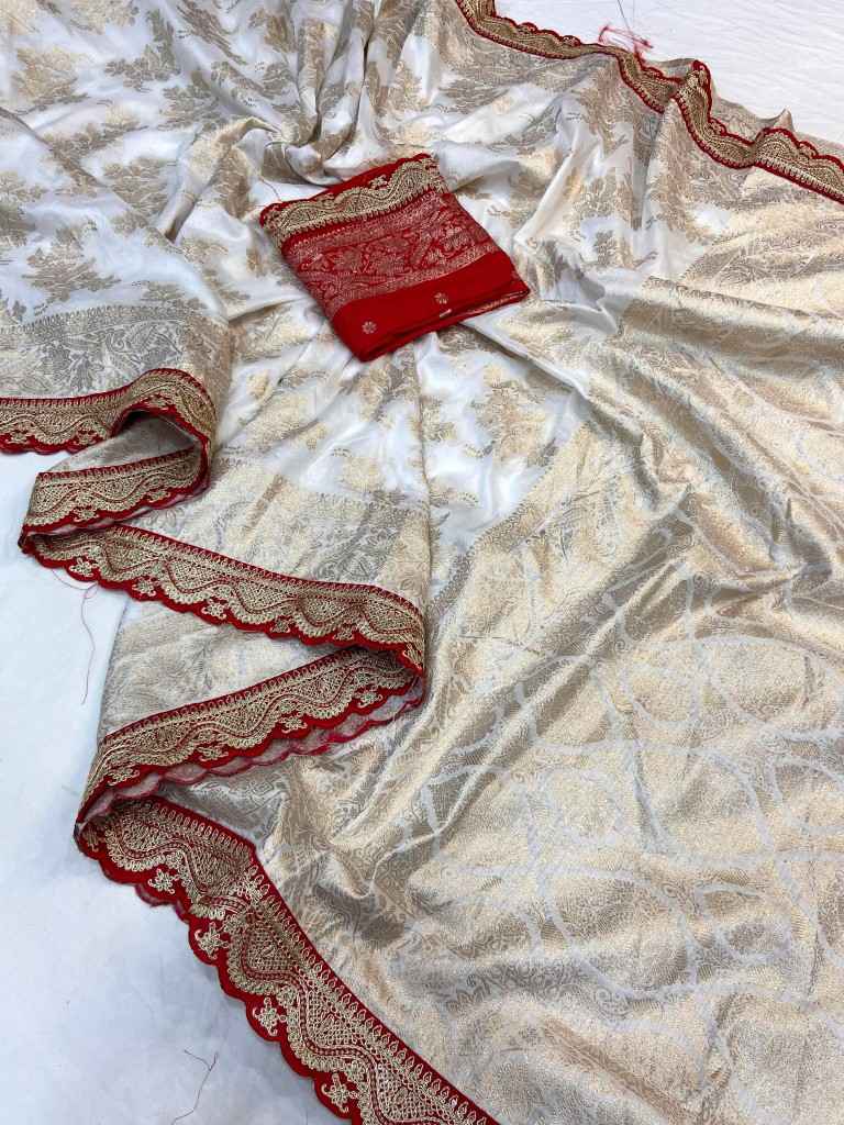 PURE KHADI GEORGETTE RED KANCHI BORDER SAREE AT WHOLESALE PRICE