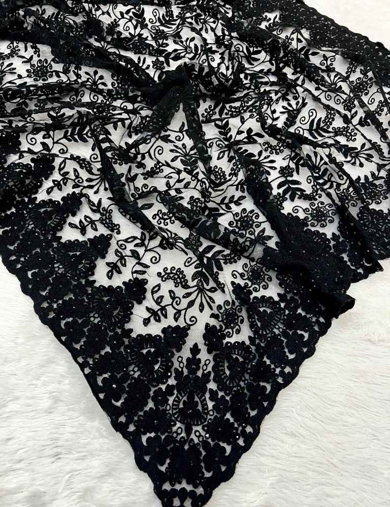 SOFT BUTTERFLY NET HAVEY THREAD WORK AND DIAMOND WORK SAREE AT WHOLESALE PRICE