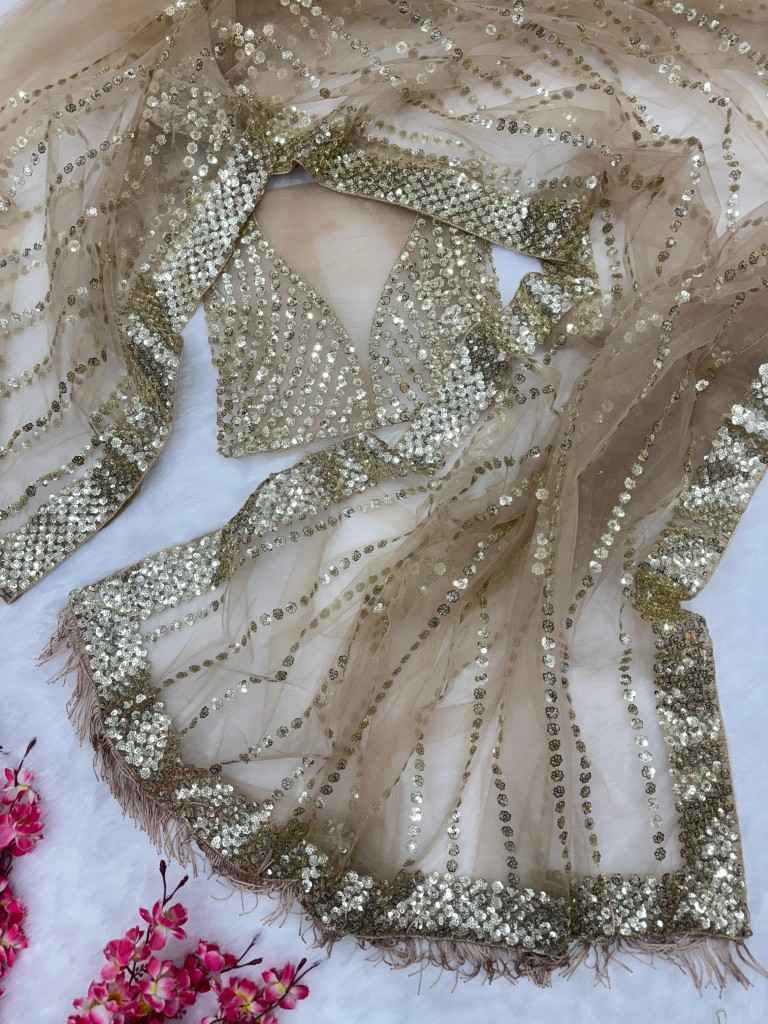 SOFT HEAVY NET FANCY SEQUANCE EMBROIDERY WORK SAREE AT WHOLESALE PRICE