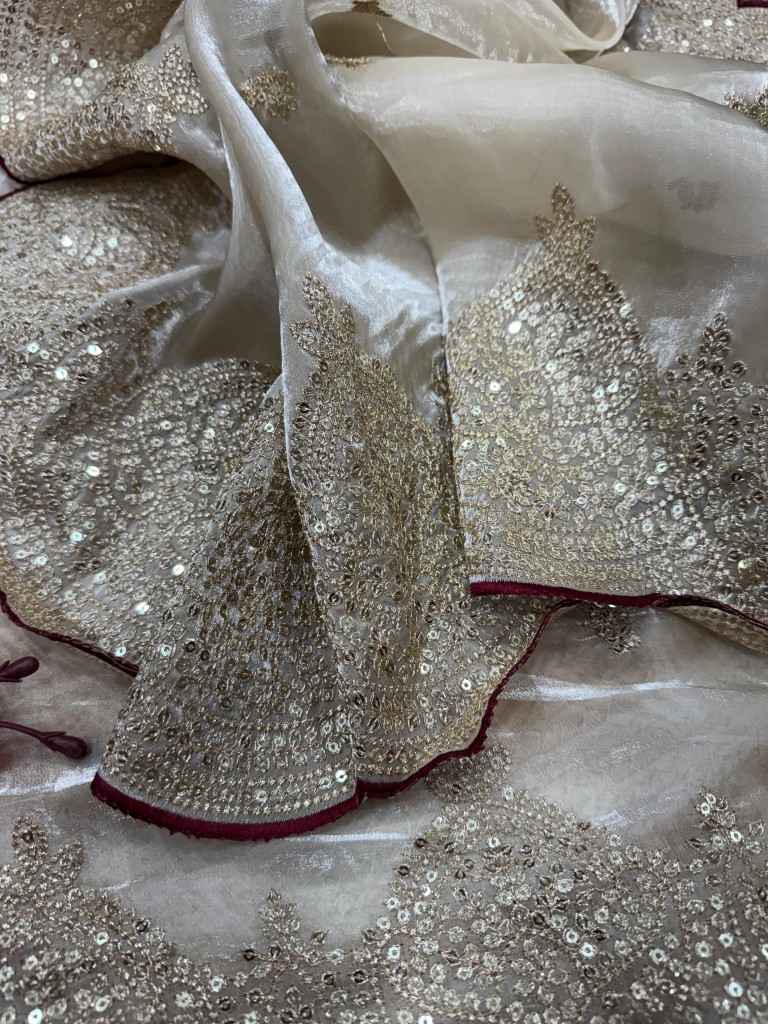 SOFT JIMMY CHOO SEQUANCE AND ZARI EMBROIDERY WORK SAREE AT WHOLESALE PRICE