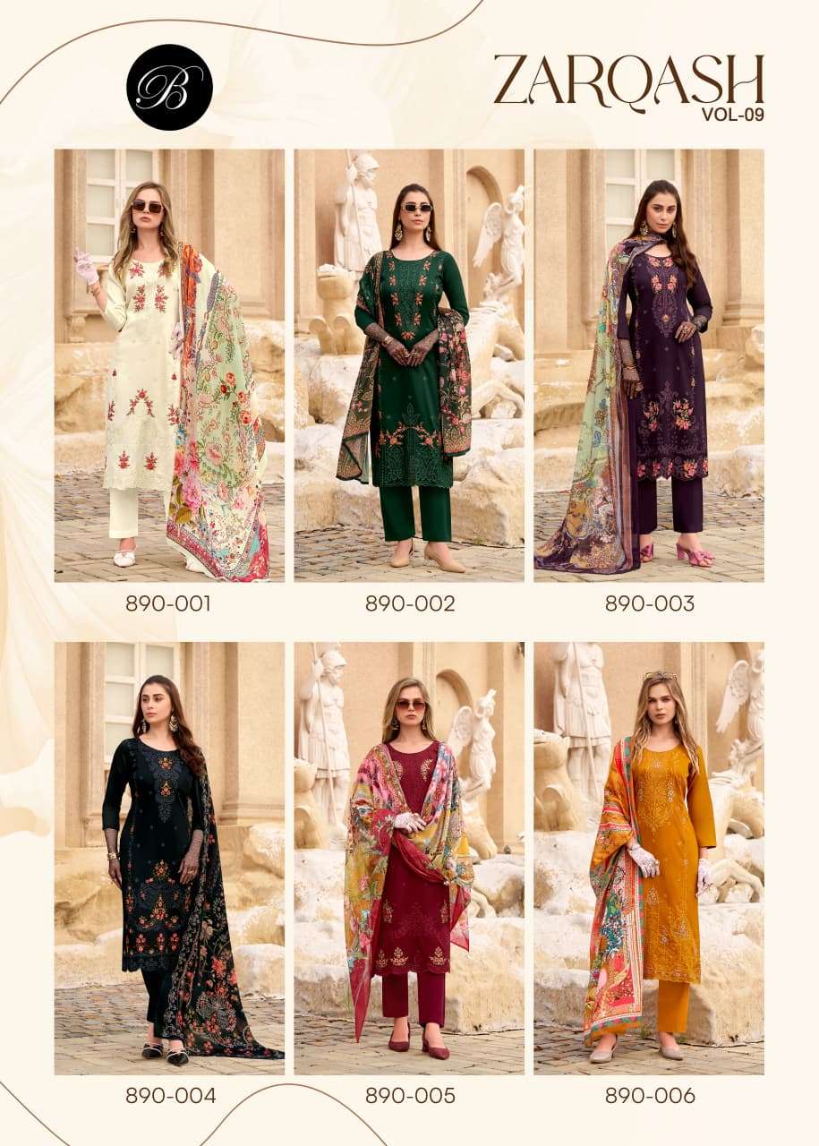BELLIZA ZARQASH VOL 9 PURE HEAVY JAM COTTON DRESS MATERIAL AT WHOLESALE PRICE